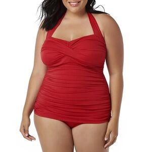Elegant Red Halter Swimsuit